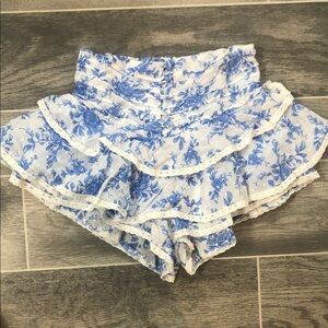 Fillyboo Blue & White Floral Ruffle Skort